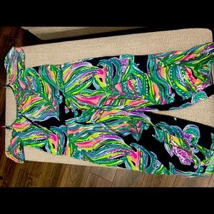 Lilly pant set/two piece set. Silk. Flare pant with crop top